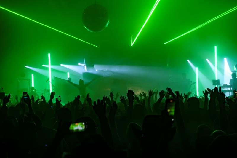 Crowd shot with lasers and lights